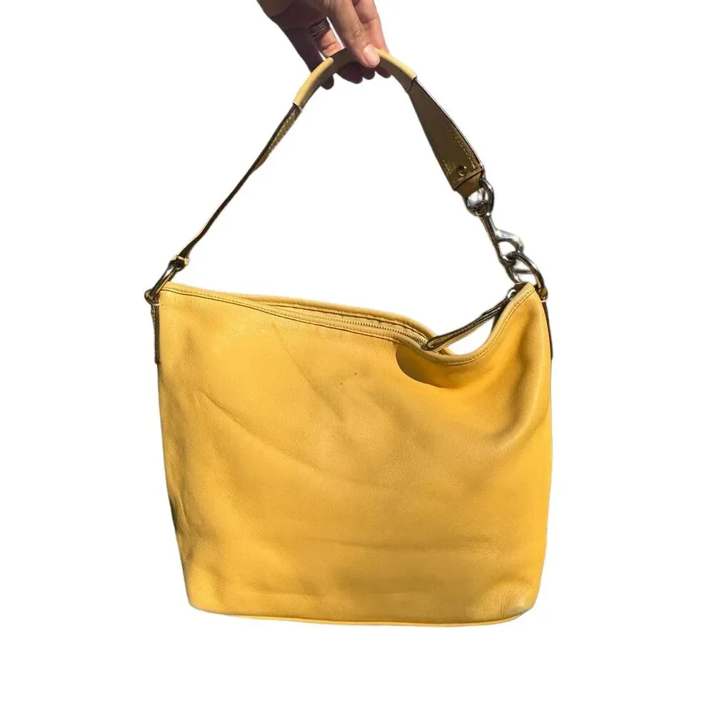 Vtg Coach Yellow Leather Hobo Shoulder Bag F13094 Y2K Slouchy